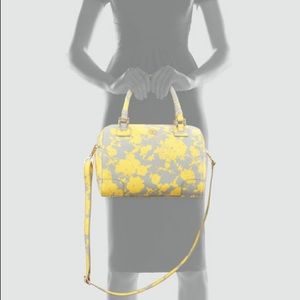 Tory Burch Robinson middy yellow/gray satchel